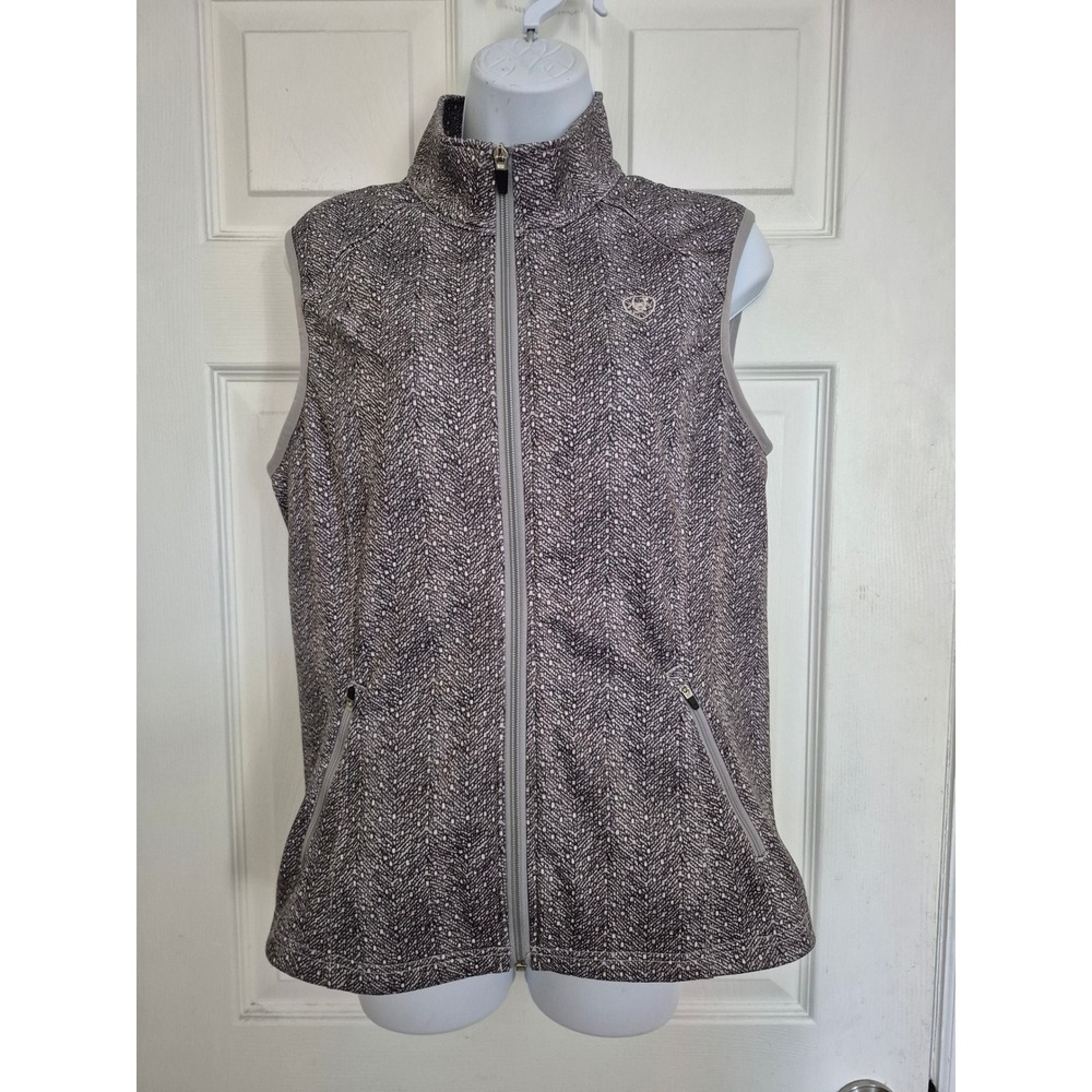 Ariat Women Grey Herringbone AriatTEK Cold Series Softshell Full Zip Vest Large